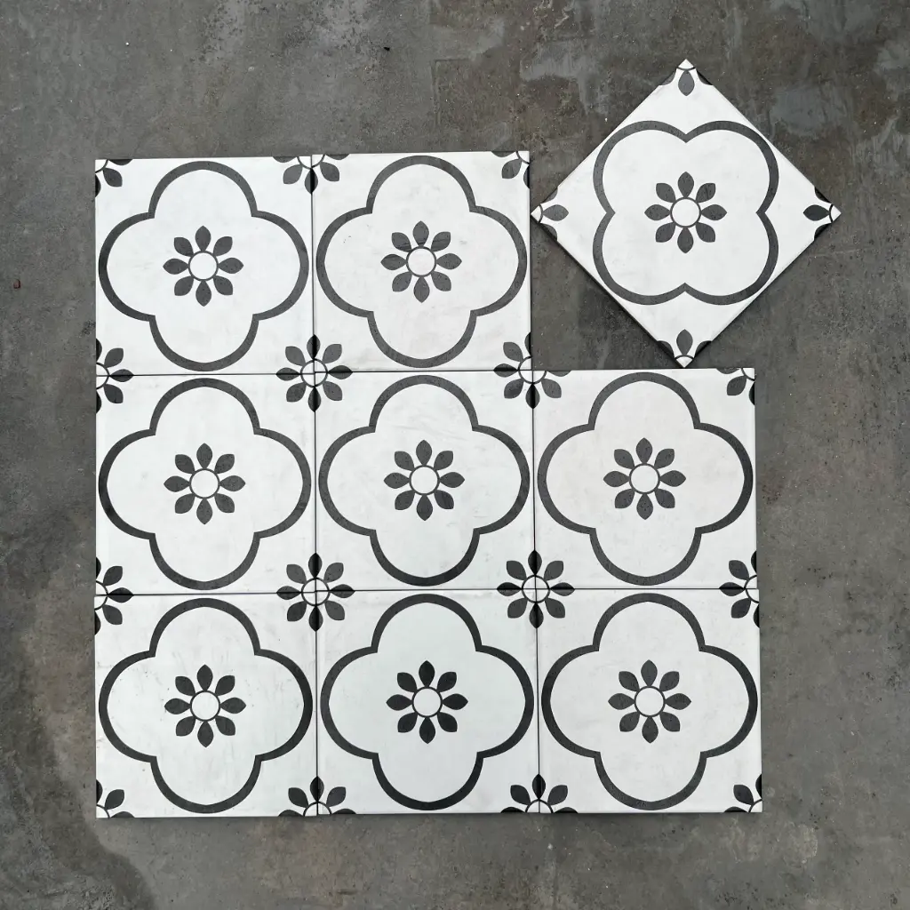 Gạch bông TQ, KT 200x200 mm, Xương Porcelain mặt mờ mã F2086 25v( DC236)