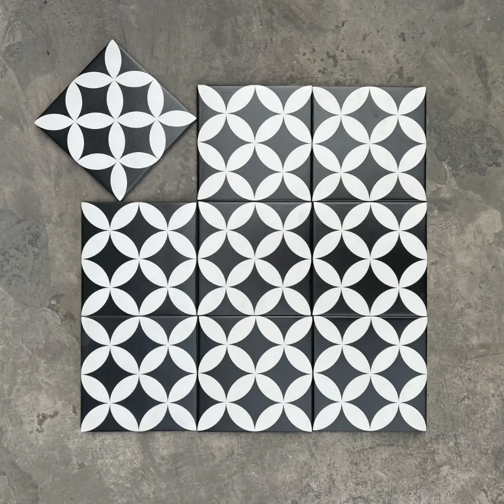Gạch bông TQ, KT 200x200 mm, Xương Porcelain mặt mờ mã REP07 (F2114) (DC231),1h/1m/25v
