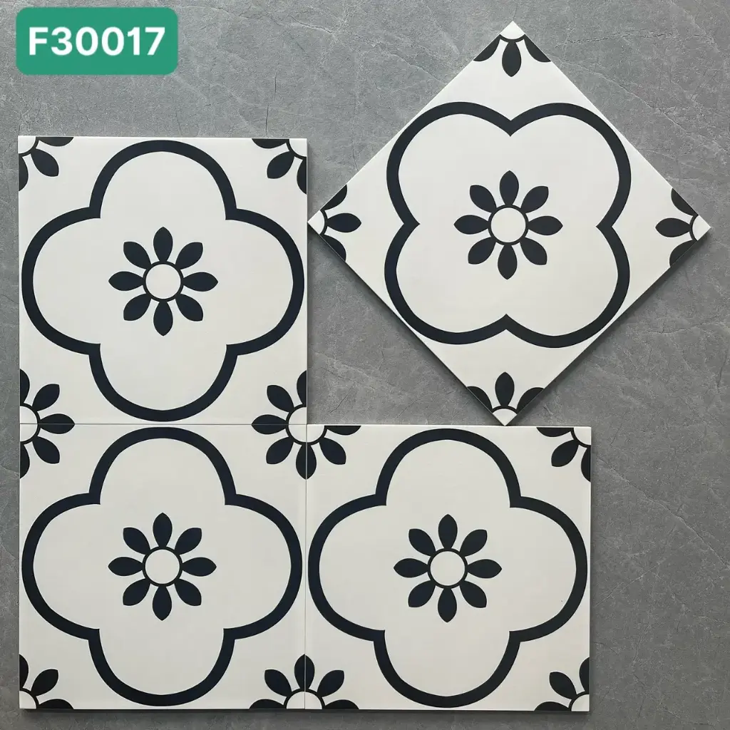 Gạch bông TQ, KT 300x300 mm, Xương Porcelain mặt mờ mã MFG3001(F30017) (11v/hộp/1m2)