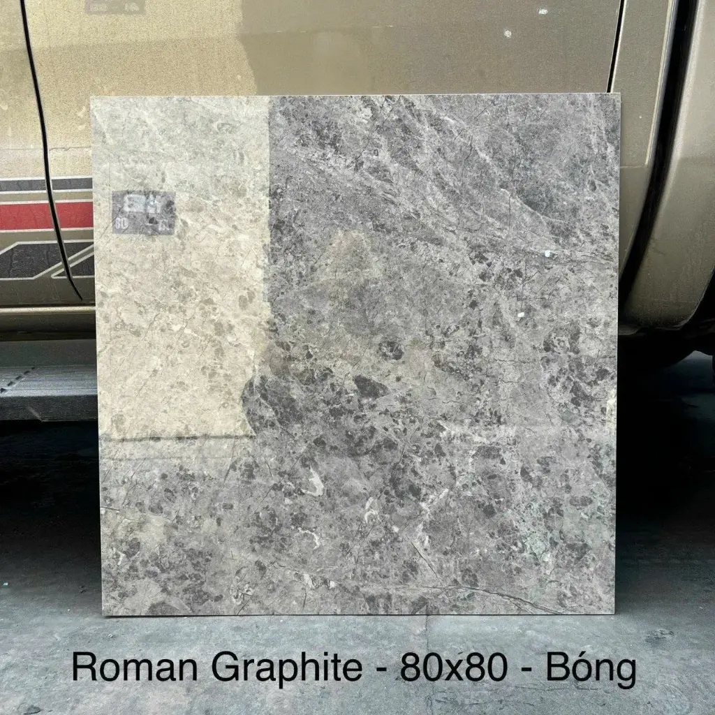 [DSC-Roman Graphite] Gạch khổ lớn cao cấp nhập khẩu Ấn Độ men bóng KT 800x800mm Roman Graphite