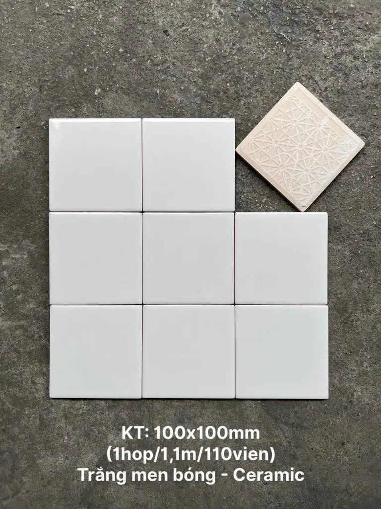 [DSC-M1100_S sai] Gạch thẻ VN, KT 100x100mm màu trắng bóng phẳng mã M1100_S loại ưu (1h/1.1m/110v)