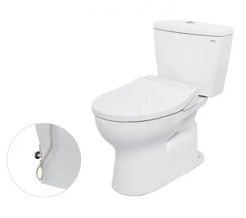 [DSC-CS300DRE2W] Bàn cầu hai khối, nắp đóng êm kèm vòi rửa nước lạnh TCW07S CS300DRE2W