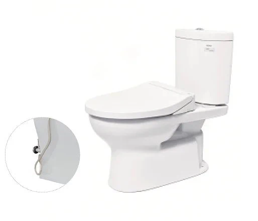 [DSC-CS325DRE2W] Bàn cầu hai khối, nắp đóng êm kèm vòi rửa nước lạnh TCW07S CS325DRE2W