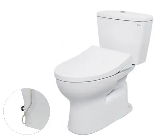[DSC-CS300DRE4W] Bàn cầu hai khối, nắp đóng êm kèm vòi rửa nước lạnh TCW1211A CS300DRE4W