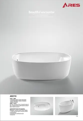 [DSC-AR2110-140M] Bồn tắm Ares ACRYLIC trắng AR2110-140M