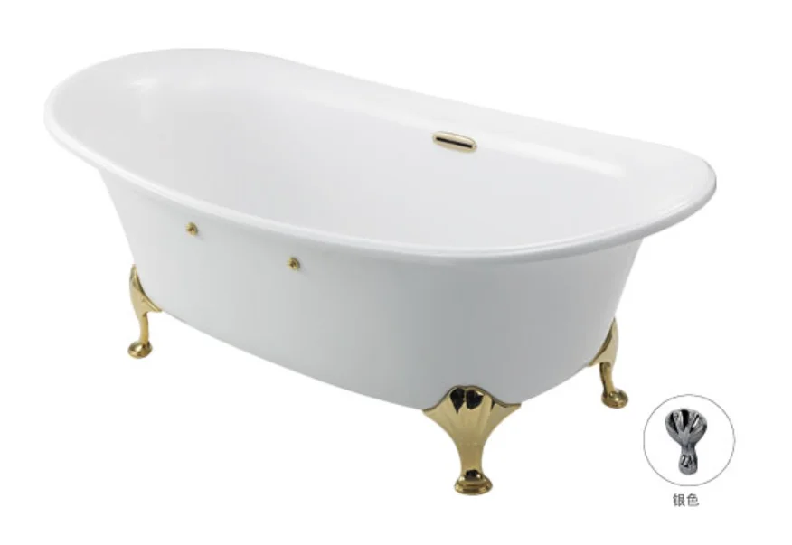 [DSC-PPY1806PWGEP] Bồn tắm ngọc trai không có tay vịn, chân vàng PPY1806PWGEP