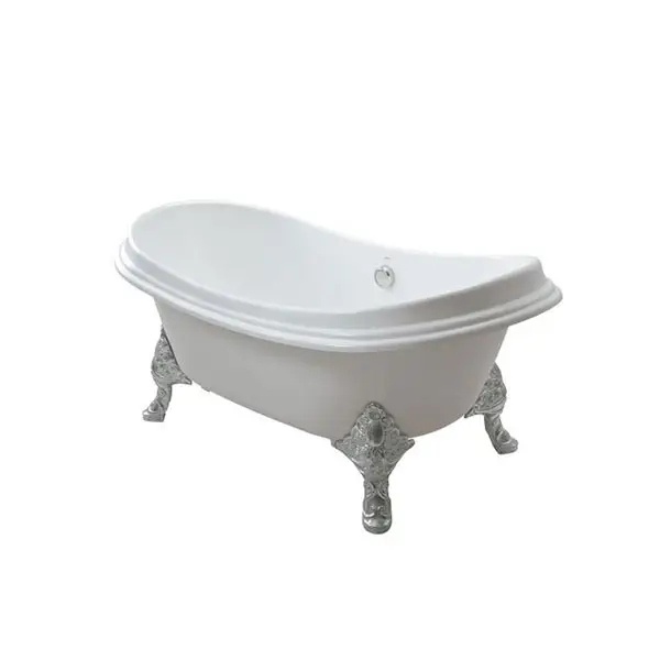 [DSC-FBY1756PTNEW] Bồn tắm đặt sàn gang tráng men, chân mạ bạc FBY1756PTNEW