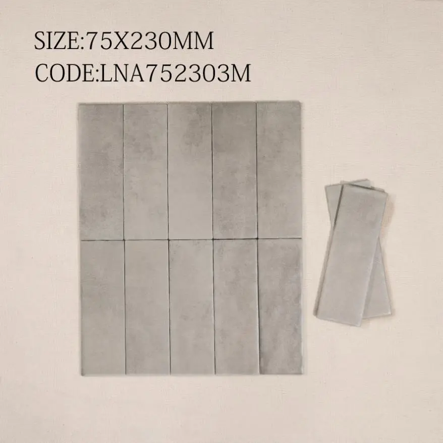 [DSC-752303M] Gạch Thẻ 75x230mm Xám Mờ Phẳng 752303M