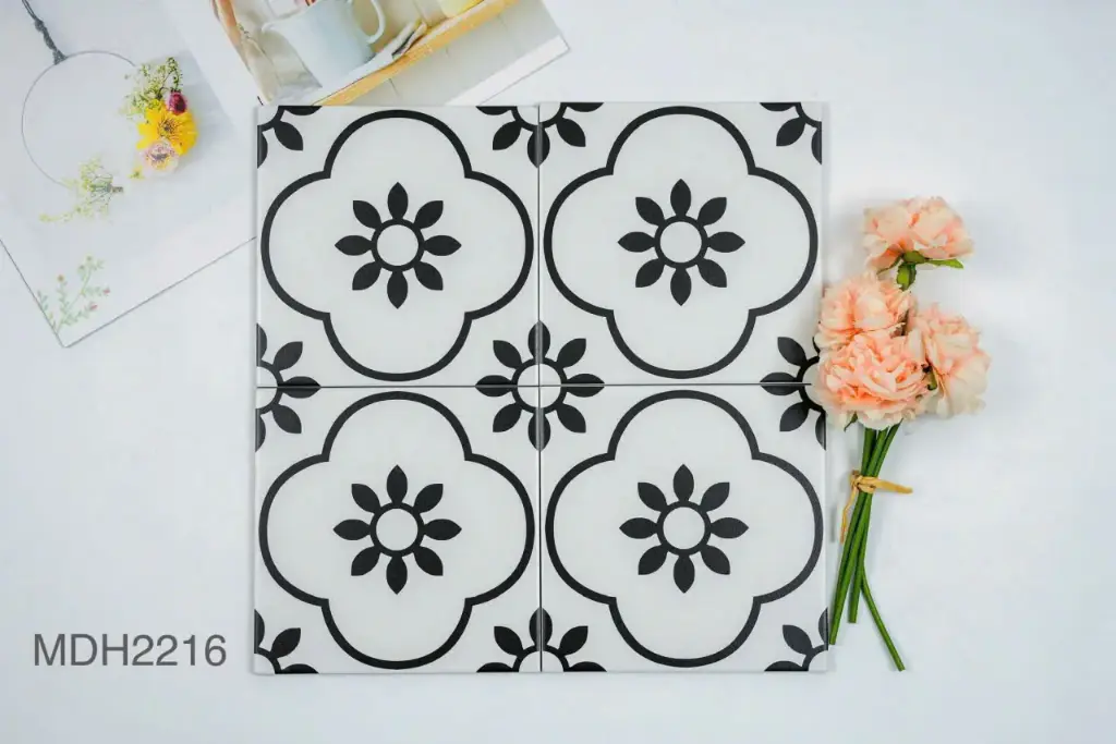 [DSC-DZ 2216] Gạch bông hoa đen DZ 2216 KT 200x200mm