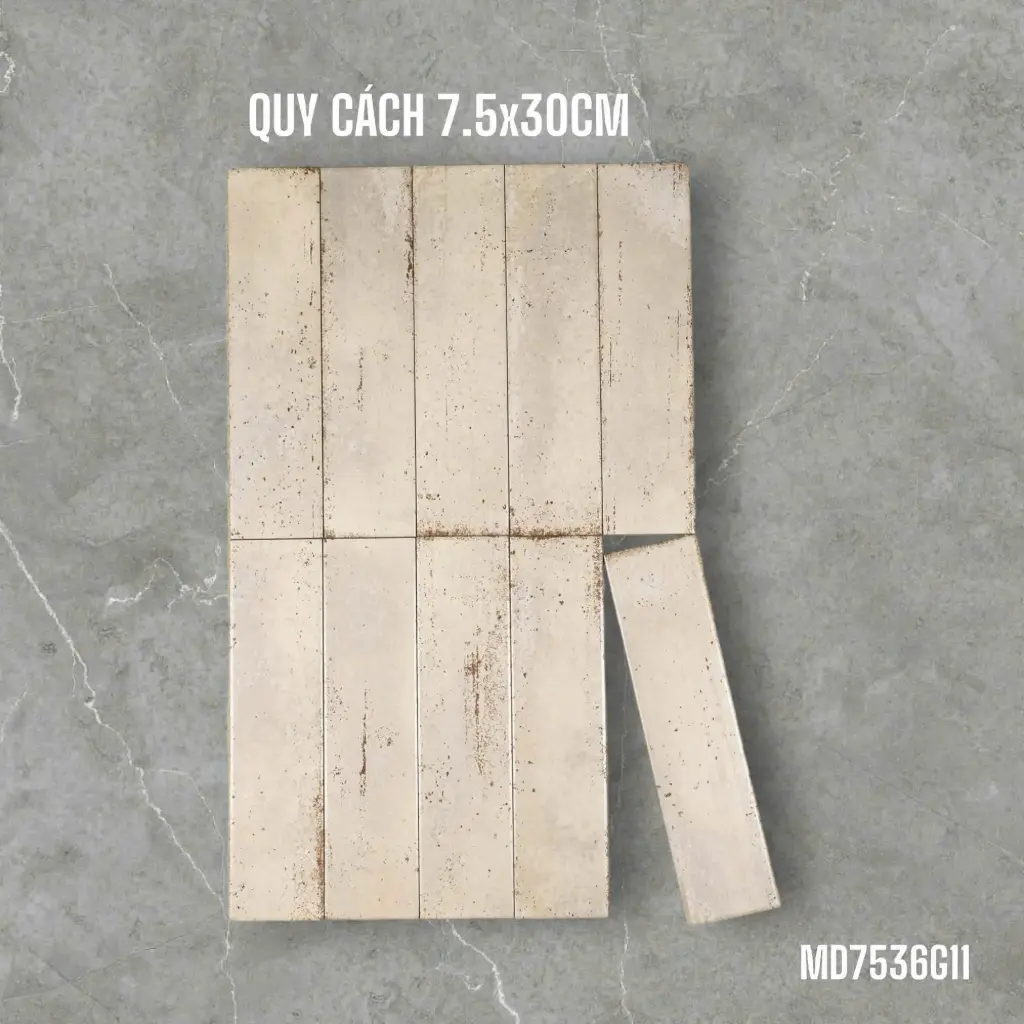 [DSC-4684MD7536G11] Gạch thẻ Porcelain mờ phẳng KT 75x300 mm mã MD7536G11
