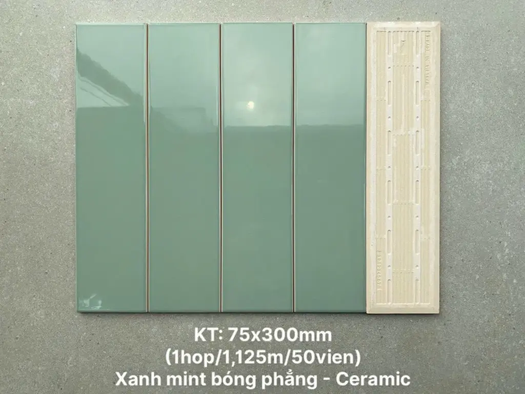 [DSC-STA75315P_S] Gạch thẻ VN, KT 75x300 mm màu xanh mint bóng phẳng mã STA75315_S loại ưu