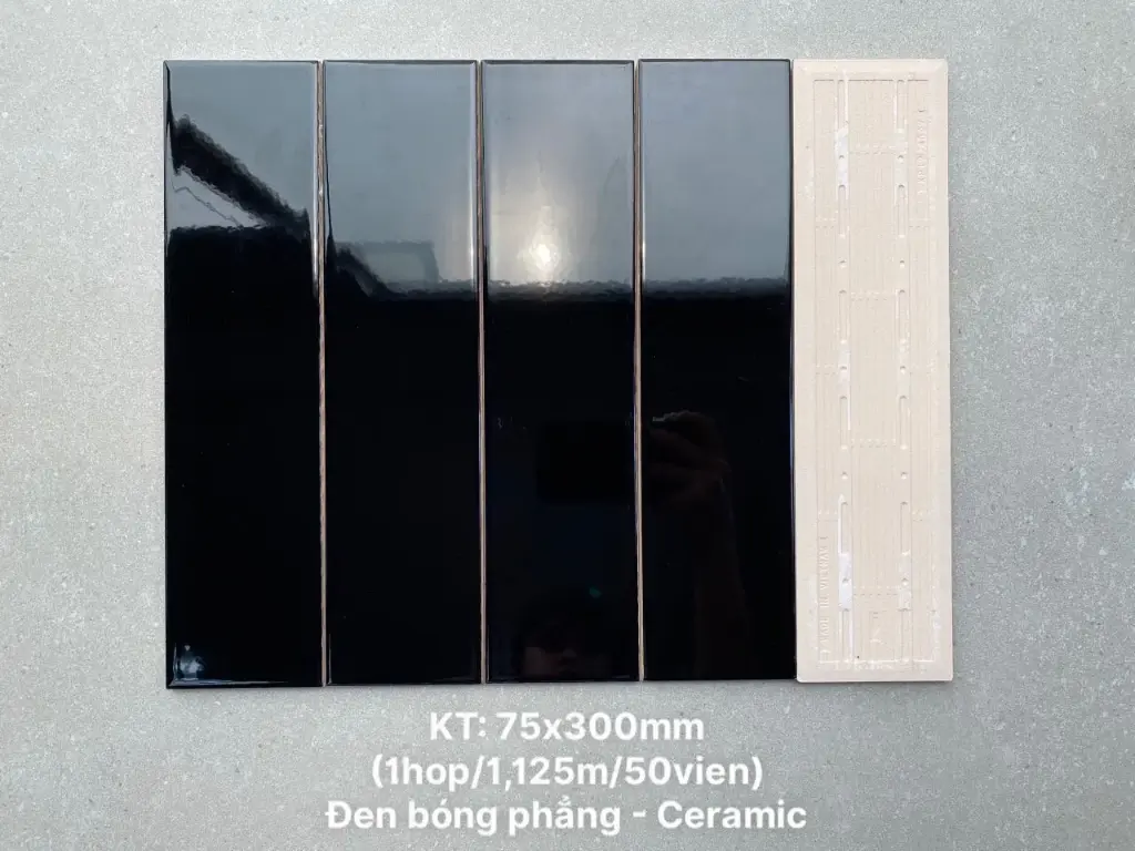 [DSC-PSTA75307_S] Gạch thẻ VN, KT 75x300 mm màu đen bóng phẳng mã PSTA75307_S loại ưu (1h/1.125m/50v)