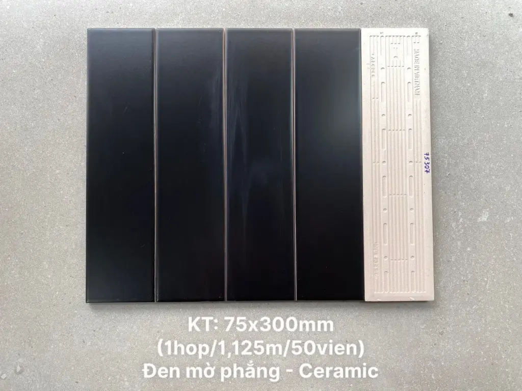 [DSC-PSTA75307M_S] Gạch thẻ VN, KT 75x300 mm màu đen men mờ phẳng mã STA75307M loại ưu (68435)(AL075419) (1h/1.125m/50v)