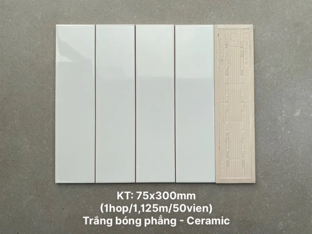 [DSC-STA75300] Gạch thẻ VN, KT 75x300 mm, Trắng bóng phẳng 101135499 ( STA75300 ) CIC0312P loại 1