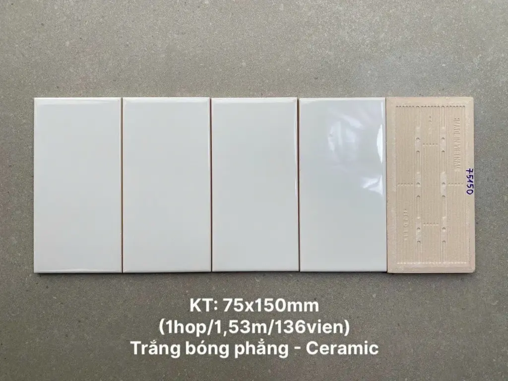 [DSC-PSTA75150] Gạch thẻ Việt Nam KT 75x150 mm trắng bóng phẳng mã PSTA75150 loại ưu