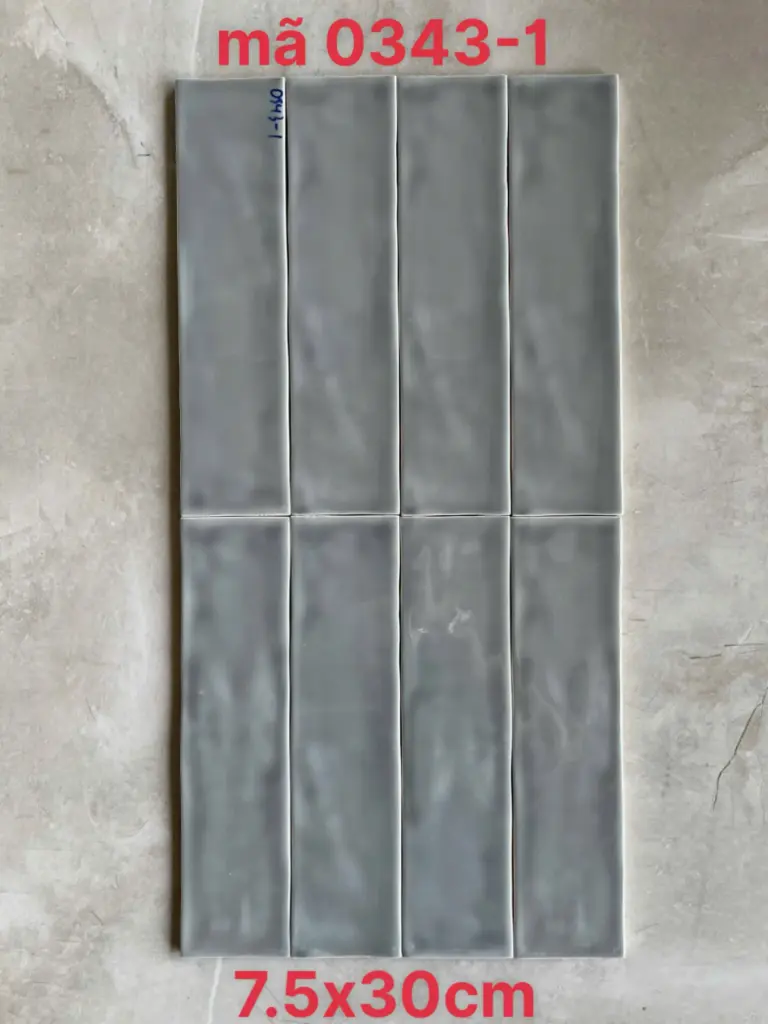 [DSC--568681] Gạch thẻ Việt Nam KT 75x300mm xám bóng lượn loại 1 mã 0343-1