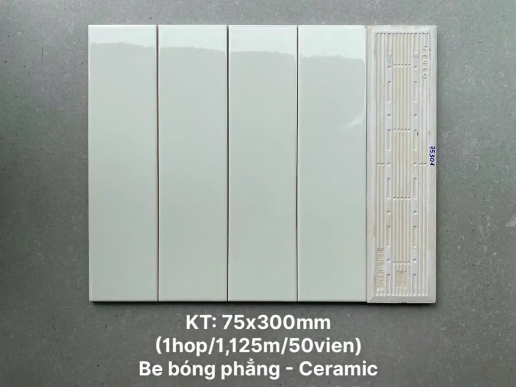 [DSC-STA75301_SA] Gạch thẻ màu be bóng phẳng loại 1 KT 75x300mm IV0312P-STA75301