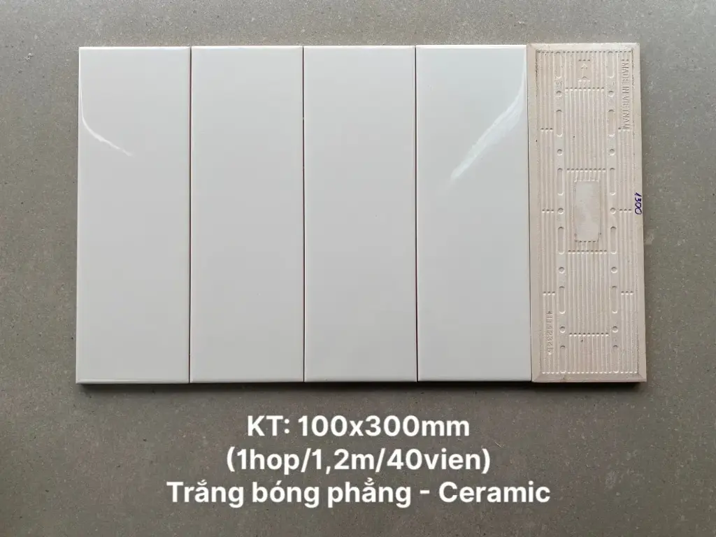 [DSC-PSTA1300] Gạch thẻ trang trí VN, KT 100x300 mm trắng bóng phẳng mã PSTA1300 (STA1300_S) loại ưu