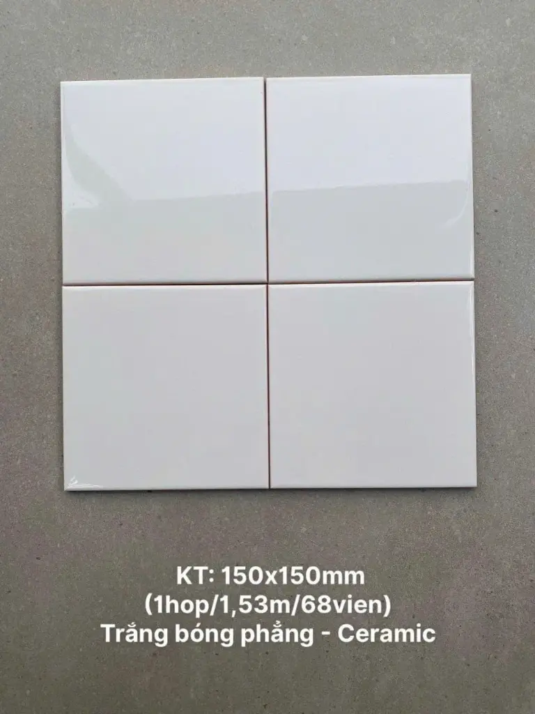 [DSC-PSTA150150] Gạch thẻ trang trí VN, KT 150x150 mm trắng bóng phẳng mã PSTA150150 loại ưu