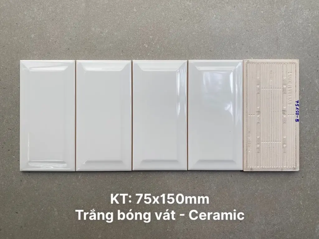 [DSC-PSTA75150-B] Gạch thẻ trang trí cao cấp VN, KT 75x150mm màu trắng bóng vát mã PSTA75150-B loại ưu (1h/1.35m/120v)