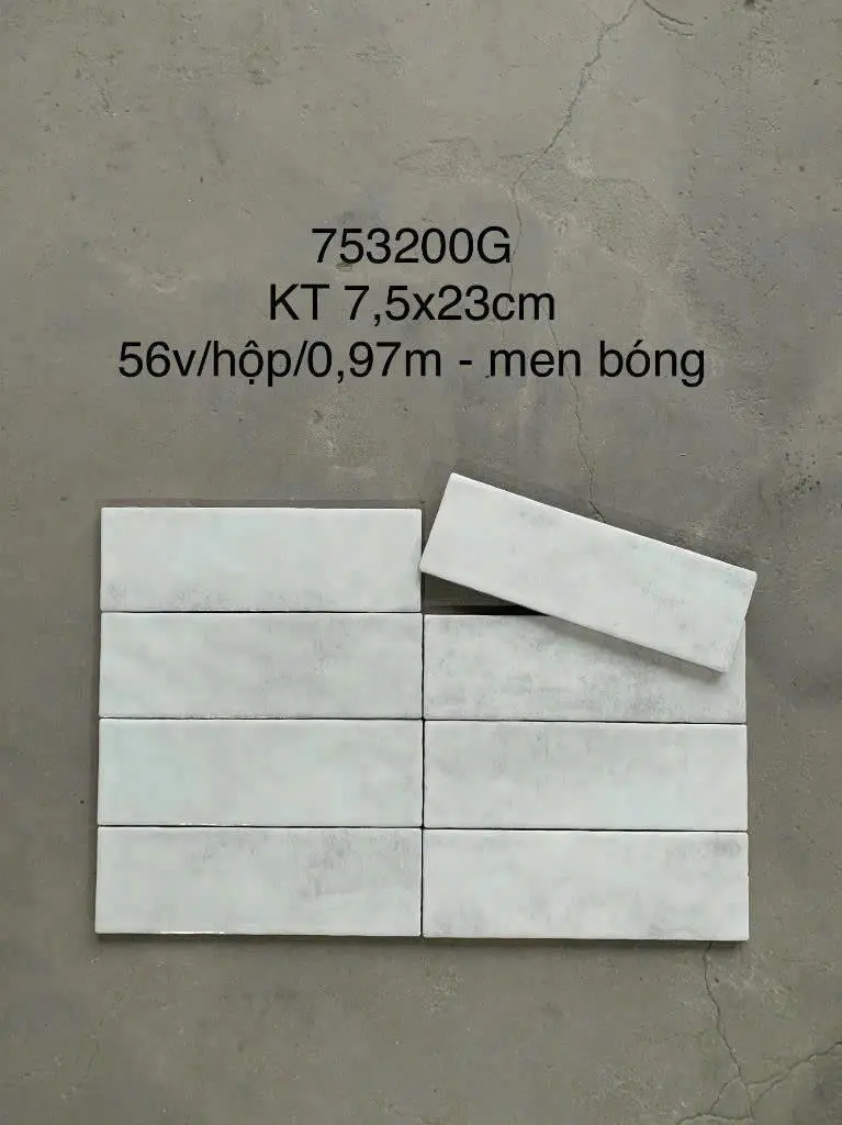 [DSC-LNA752300G] Gạch thẻ trắng men bóng KT 75x230mm (1h/0.97m/56v/17.5kg) LNA752300G