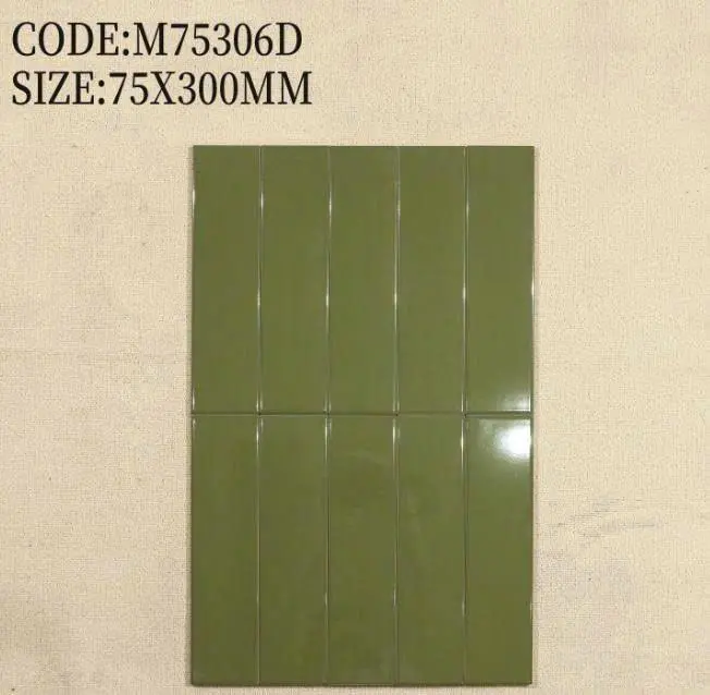 [DSC-506475306D] Gạch thẻ xanh cốm bóng phẳng 75x300mm M75306D