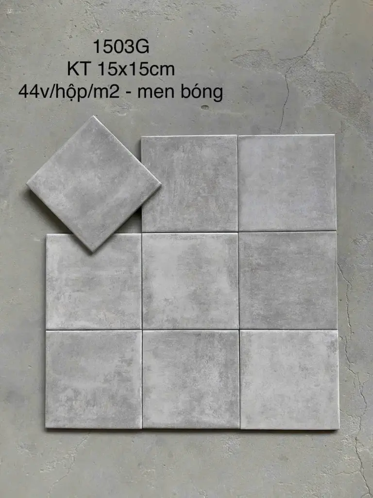 [DSC-5085LAN1503G] Gạch thẻ xám men bóng KT 150x150 mm (1h/1m/44v/17.5kg)