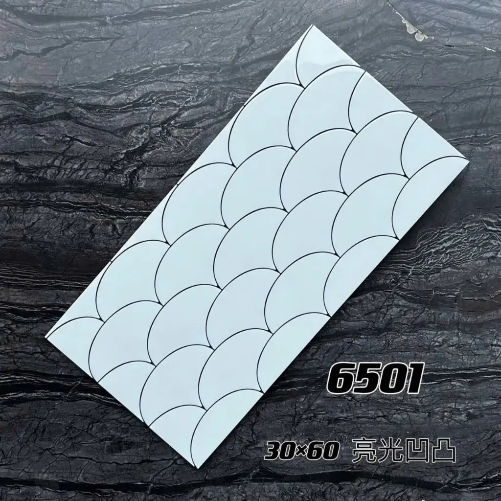 [DSC-6501] Gạch trang trí vảy cá màu trắng KT 300x600mm mã 6501