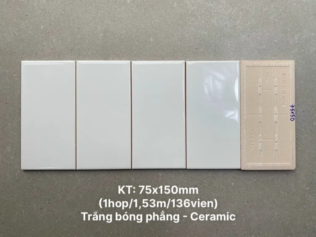 [DSC-M751500] Gạch tàu điện ngầm gốm sứ trắng bóng phẳng M751500