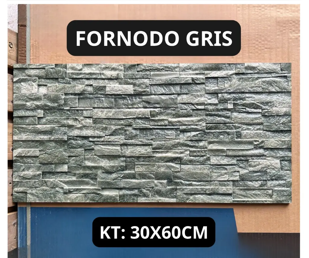 [DSC-Fornodo Gris] Gạch Ốp Tường Giả Đá Nhập Khẩu Ấn Độ kt 300x600mm Mã Fornodo Gris