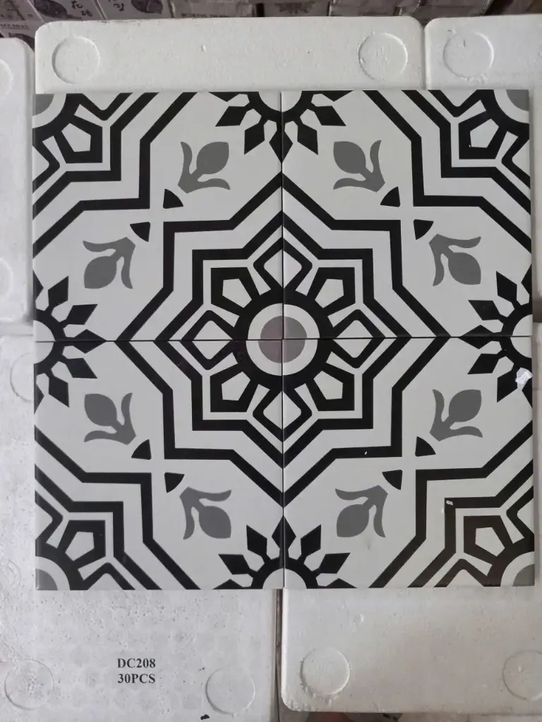 [DSC-DC208] Gạch bông TQ, KT 200x200 mm, Xương Porcelain mặt mờ mã DC208( BD vàng)