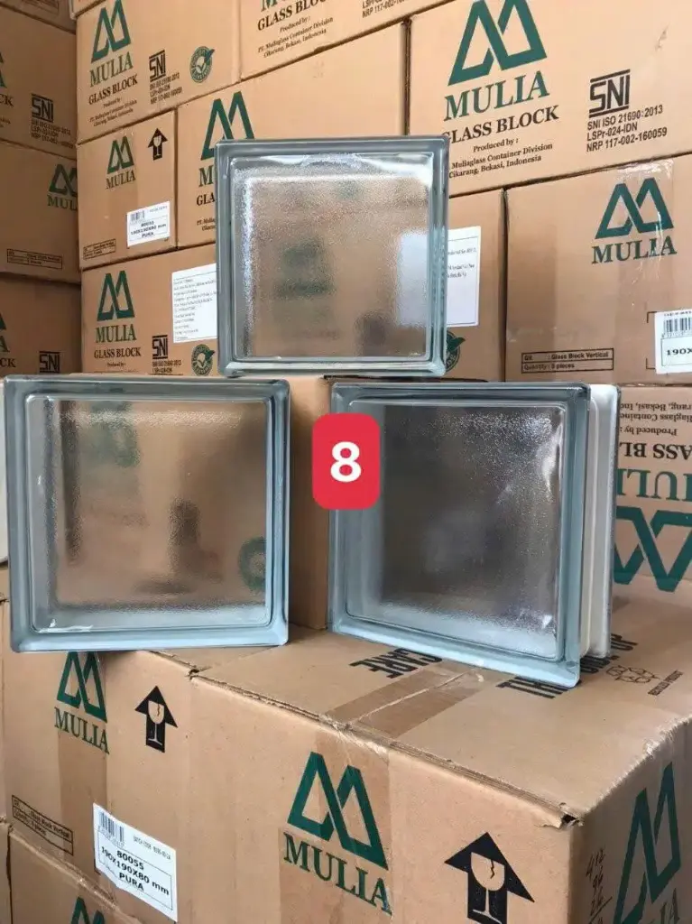 [DSC-Trắng da quýt] Gạch kính Indo Trắng da quýt KT 190x190x80mm