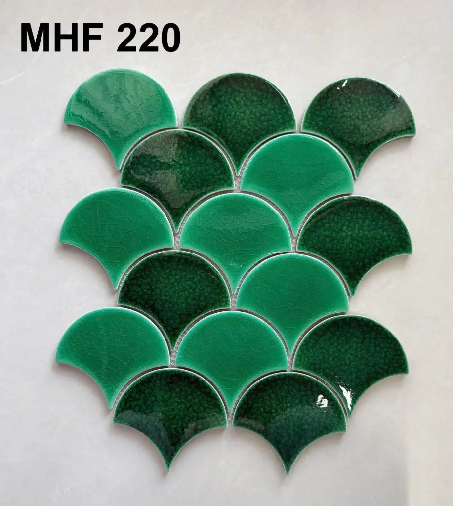 [DSC-MHF 220] Gạch mosaic vảy cá mix xanh Mã MHF 220