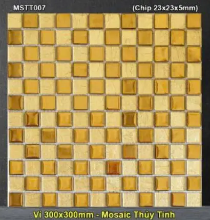 [MSTT007] Gạch Mosaic Thủy tinh tĩnh điện vàng 23x23mm MSTT007