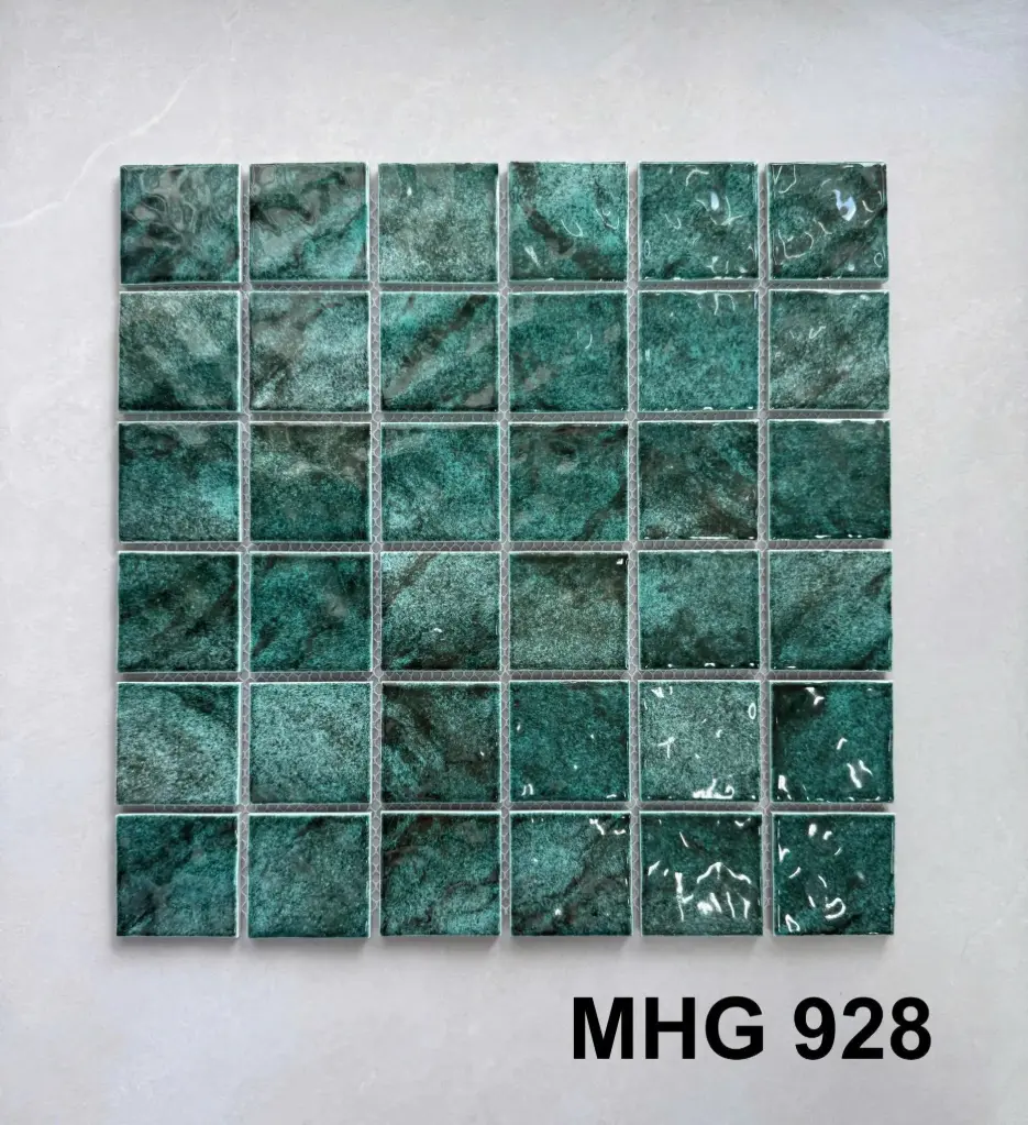 [DSC-MHG 928] Gạch mosaic gốm lượn Xanh chíp 48x48mm mã MHG 928
