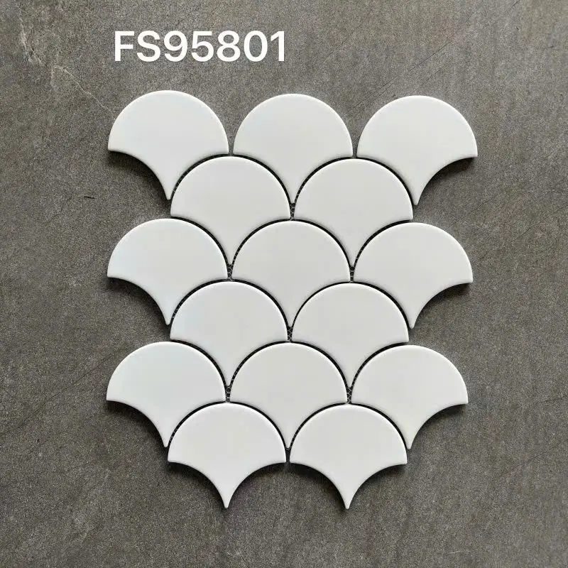 [DSC-FS-95801] Gạch mosaic vãy cá trắng mờ mã FS-95801