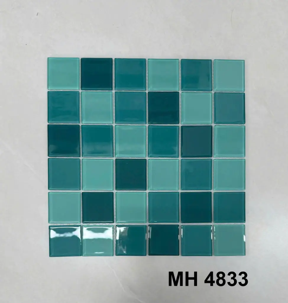[DSC-MH 4833] Gạch mosaic thủy tinh mix xanh Chíp 48x48mm mã MH 4833