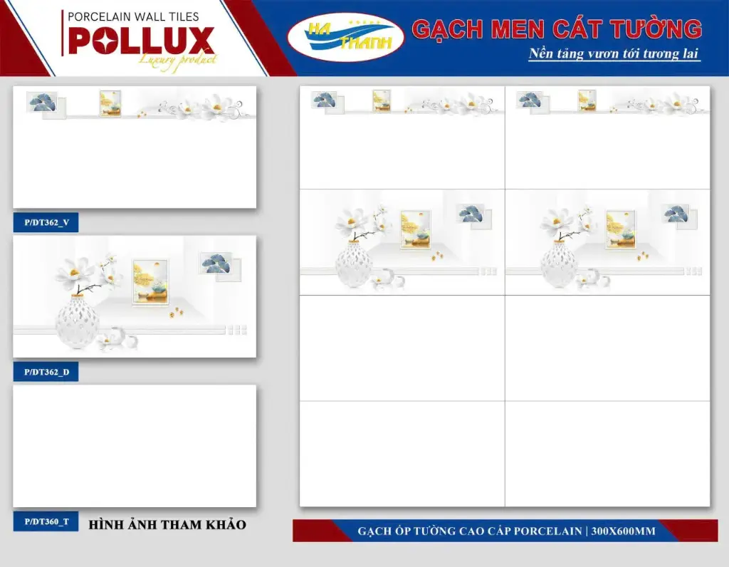 [DSC-PDT 360L1] Gạch ốp tường trắng đá trắng trơn KT 300x600mm mã PDT 360L1