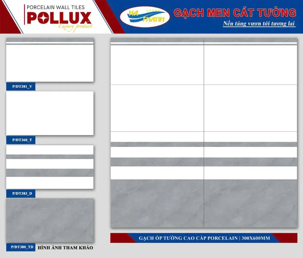 [DSC-PDT 381VL1] Gạch ốp tường trắng đá trắng viền KT 300x600mm mã PDT 381VL1