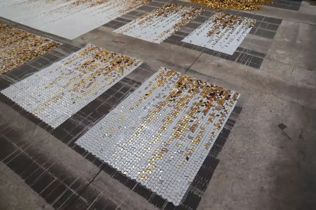 [DSC-TranhDV] Tranh Mosaic Dải màu dát vàng ( sản xuất theo thiết kế)