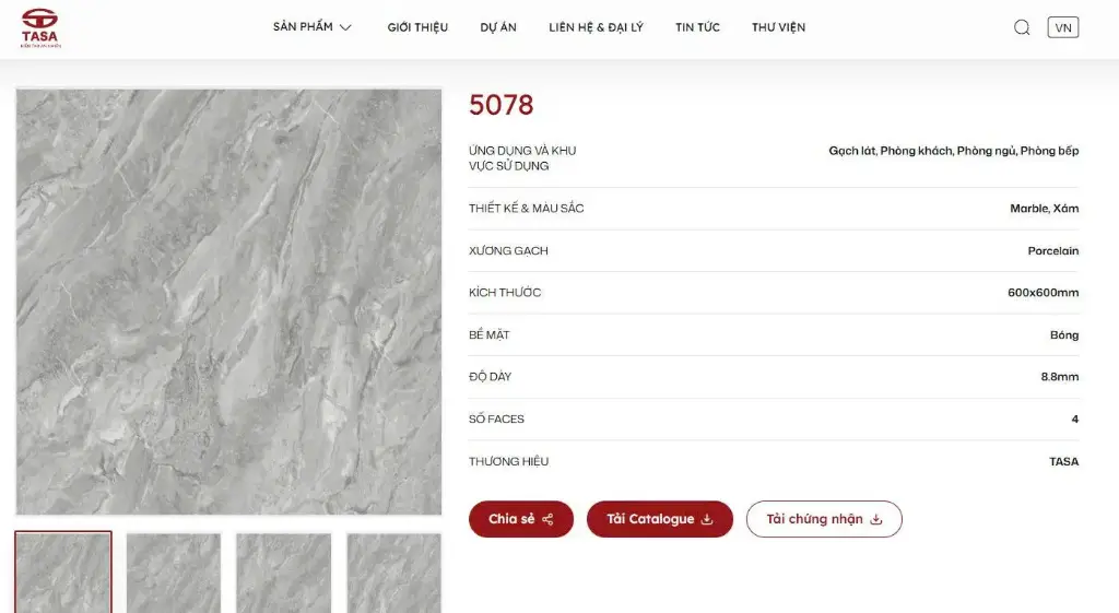 [DSC-5078] Gạch lát xám vân đá bóng KT 600x600mm mã 5078
