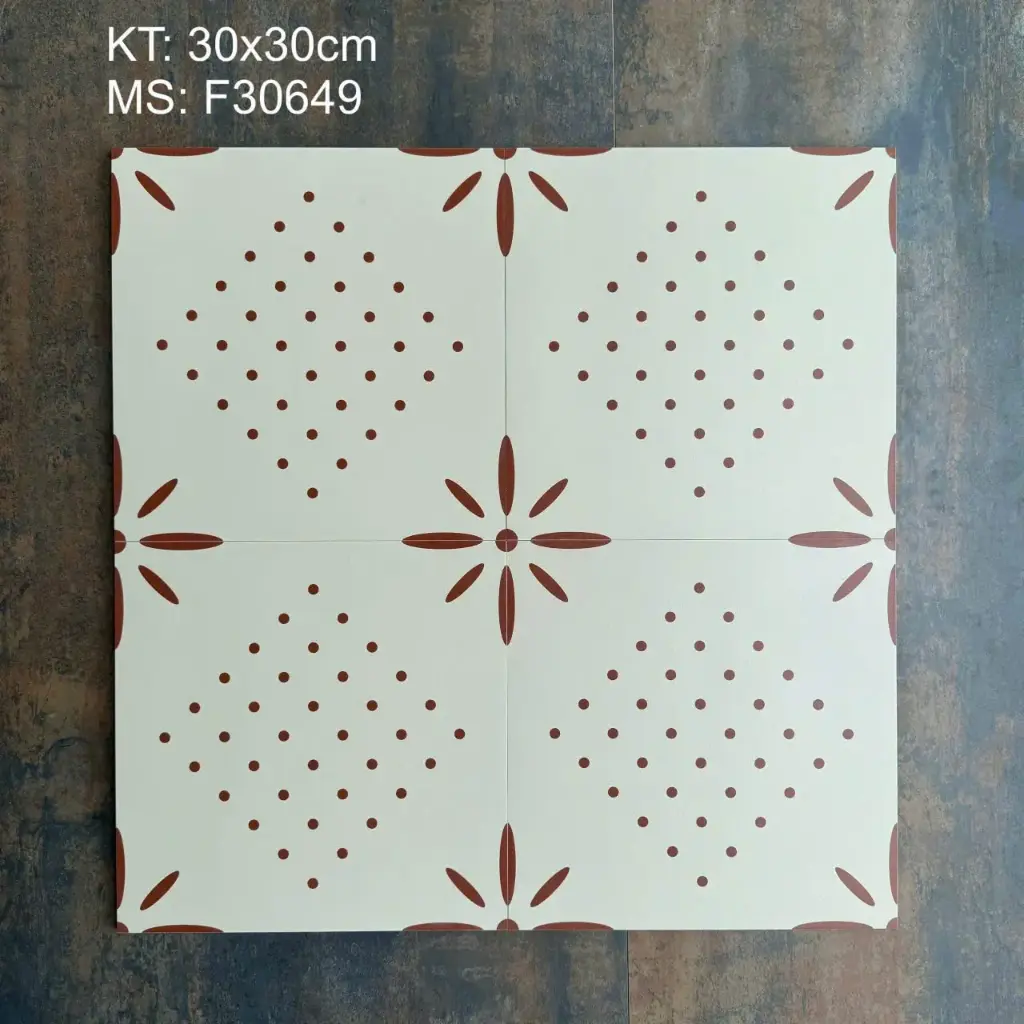 Gạch bông TQ, KT 300x300 mm, Xương Porcelain mã F30649 (1h/1h/11v)