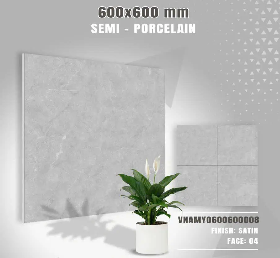 [DSC-VNAMY0600600008] Gạch lát nền xám vân 4 face KT 600x600mm mã VNAMY0600600008