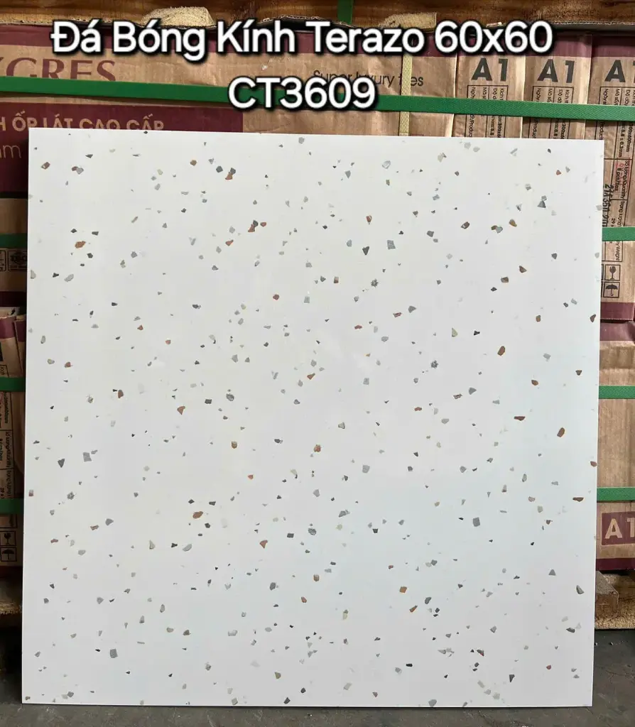[DSC-CT 3609] Gạch terazo Bóng kính trắng 600x600mm mã CT 3609