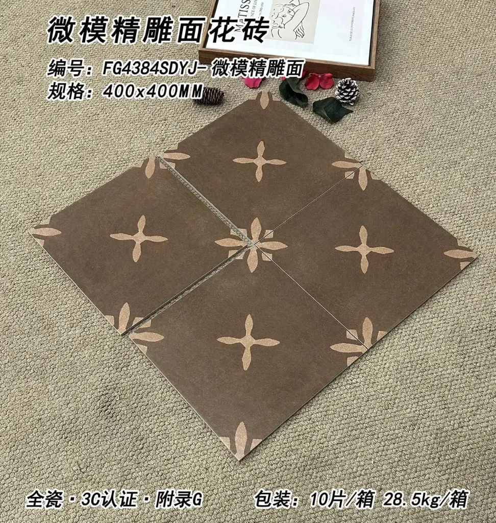 Gạch bông TQ, KT 400x400 mm, Xương Porcelain mặt mờ mã FG4384SDYJ