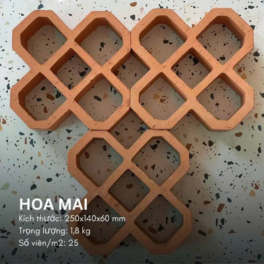 [DSC-Gạch bông gió] Gạch Bông Gió Hoa Mai KT 200x200x60mm