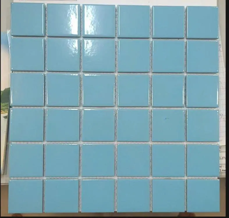 [DSC - G292] Gạch mosaic gốm xanh, KT chip 48x48mm, vỉ 300x300mm, Mã G292