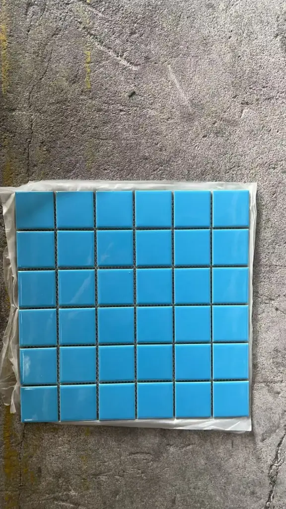 [DSC-L4804] Gạch mosaic gốm xanh, KT chip 48x48mm, vỉ 300x300mm, Mã L4804