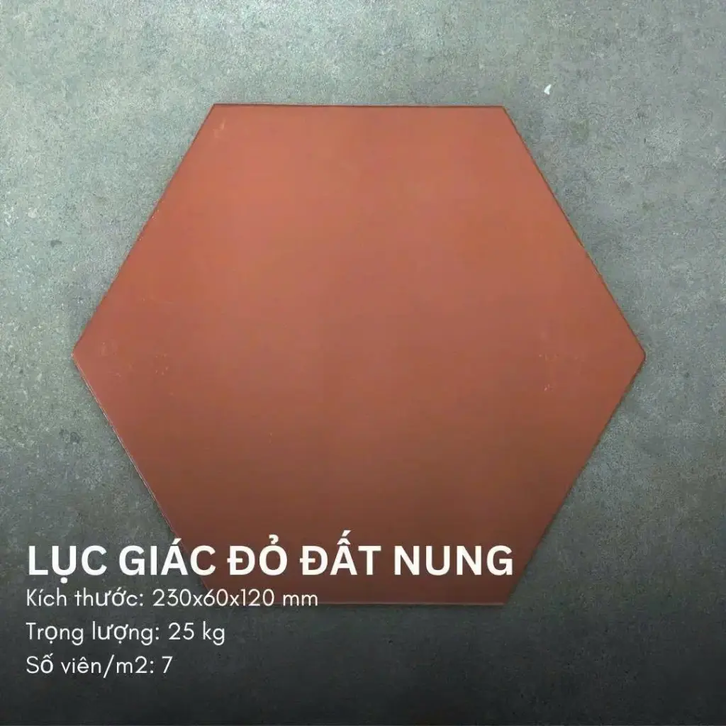 [DSC-LG23612] Gạch lục giác đỏ đất nung KT 230x60x120mm mã LG23612
