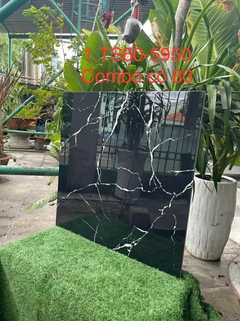 [DSC-5950] Gạch lát nền đen bóng tia chớp, KT 600x600mm, mã 5950 (4v/thùng/1.44m2)